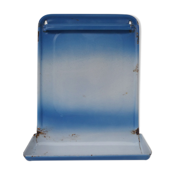 old blue enamelled steel utensil drainer