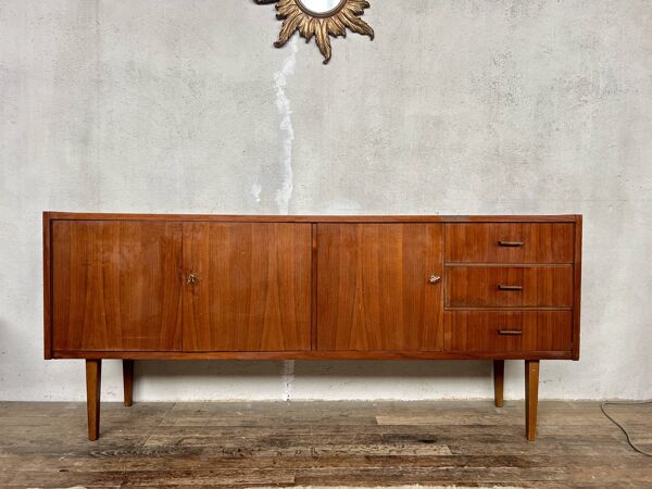 Enfilade vintage scandinave en teck – Pieds fuseaux - Enfilade vintage