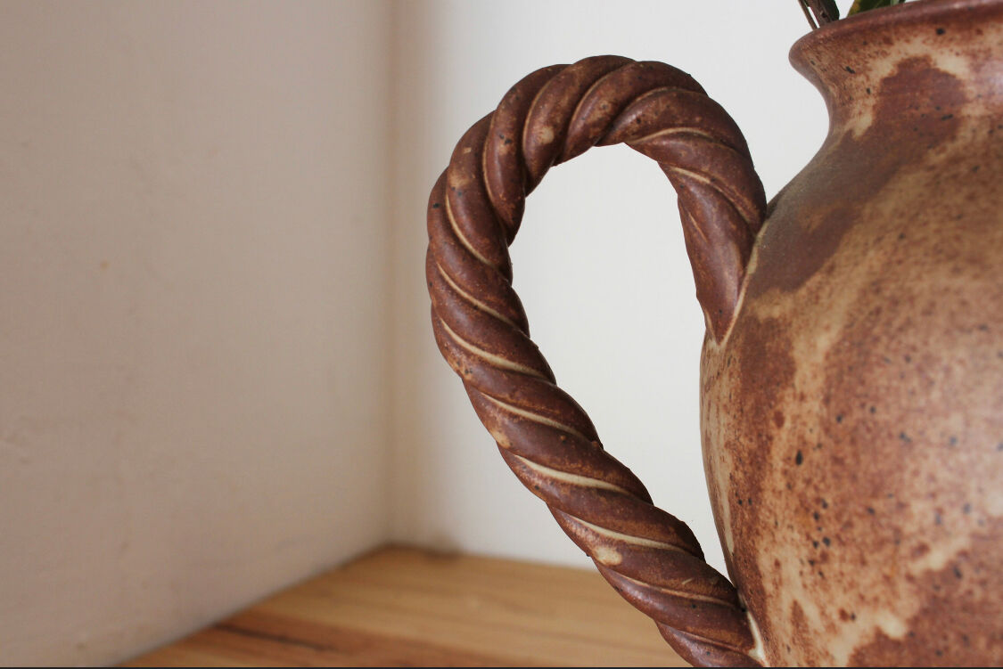 Pitcher, Vintage ceramic vase, stoneware, Braided Cove / Vallauris/ Made in France