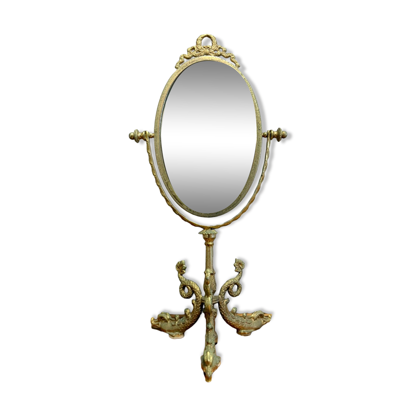Empire style table mirror in gilded bronze