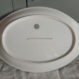 Serving dish in limoges porcelain flower baskets, fruits - early 20th