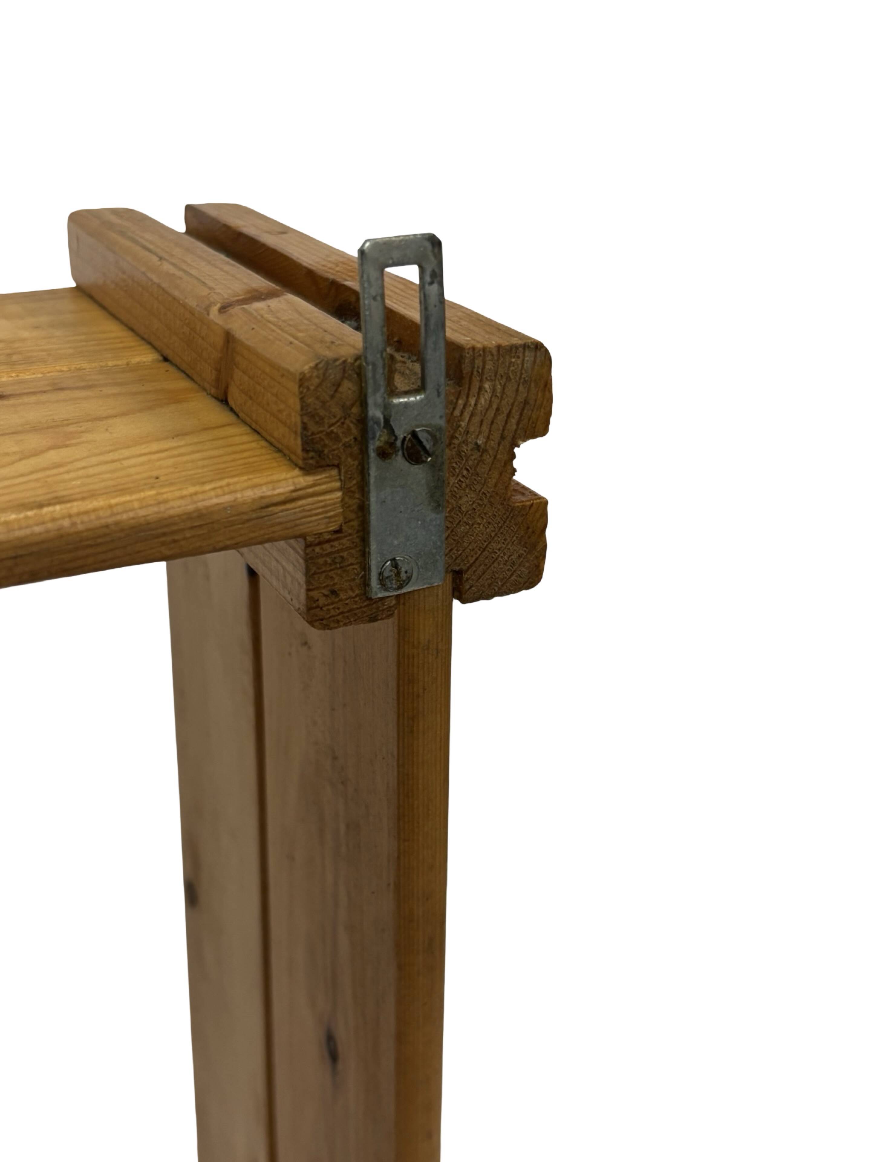 Vintage Wall shelf rack Pinewood wood 70s design