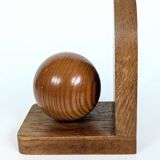 Pair of antique oak wood ball bookends