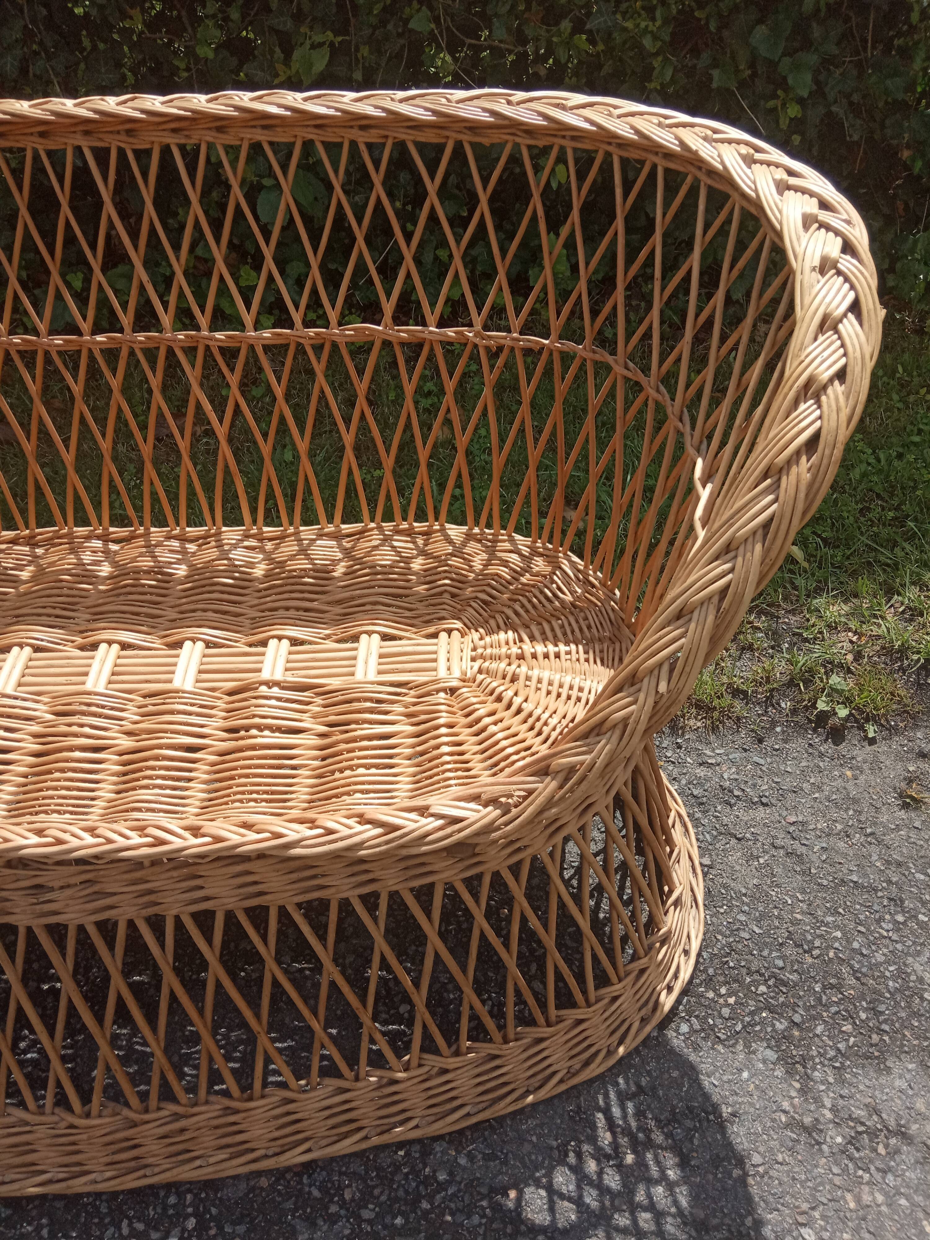 Vintage rattan bench