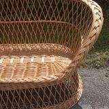 Vintage rattan bench