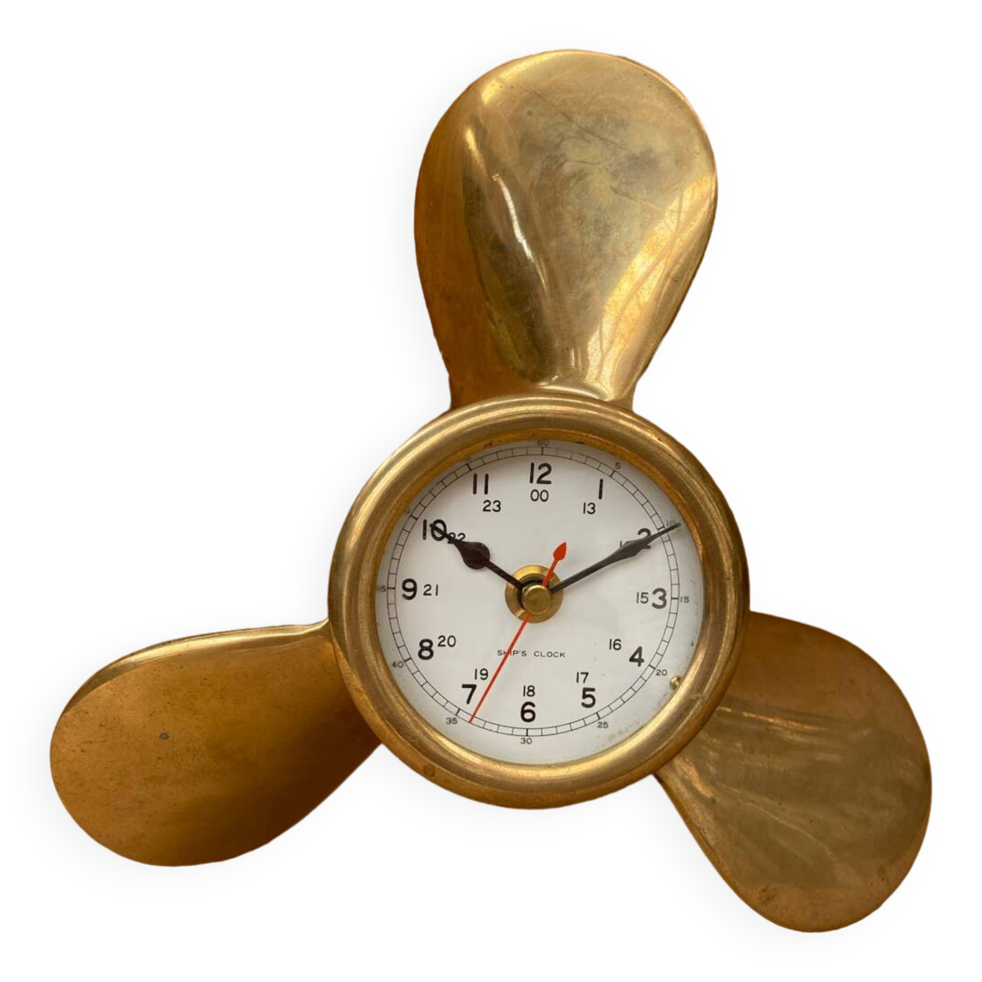 Antique brass propeller with pendulum vintage nautical wall clock