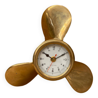 Antique brass propeller with pendulum vintage nautical wall clock