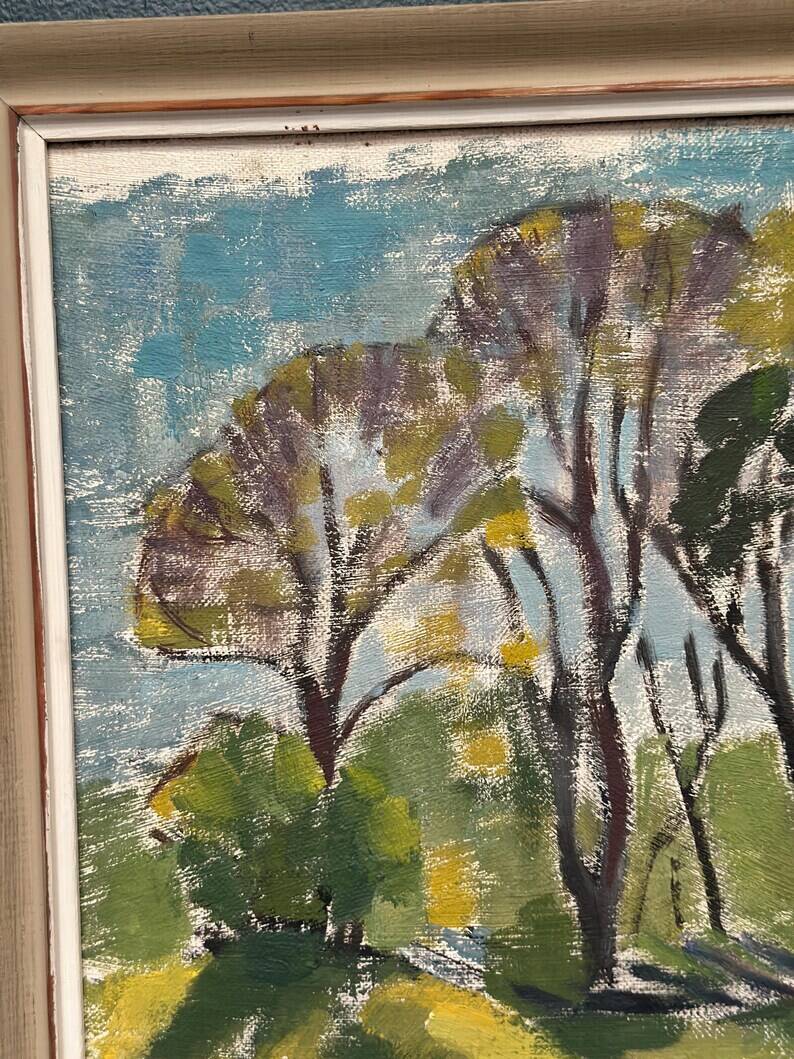 Original Swedish Oil on Panel - 'Forest Path'  – Unsigned Vintage & Framed