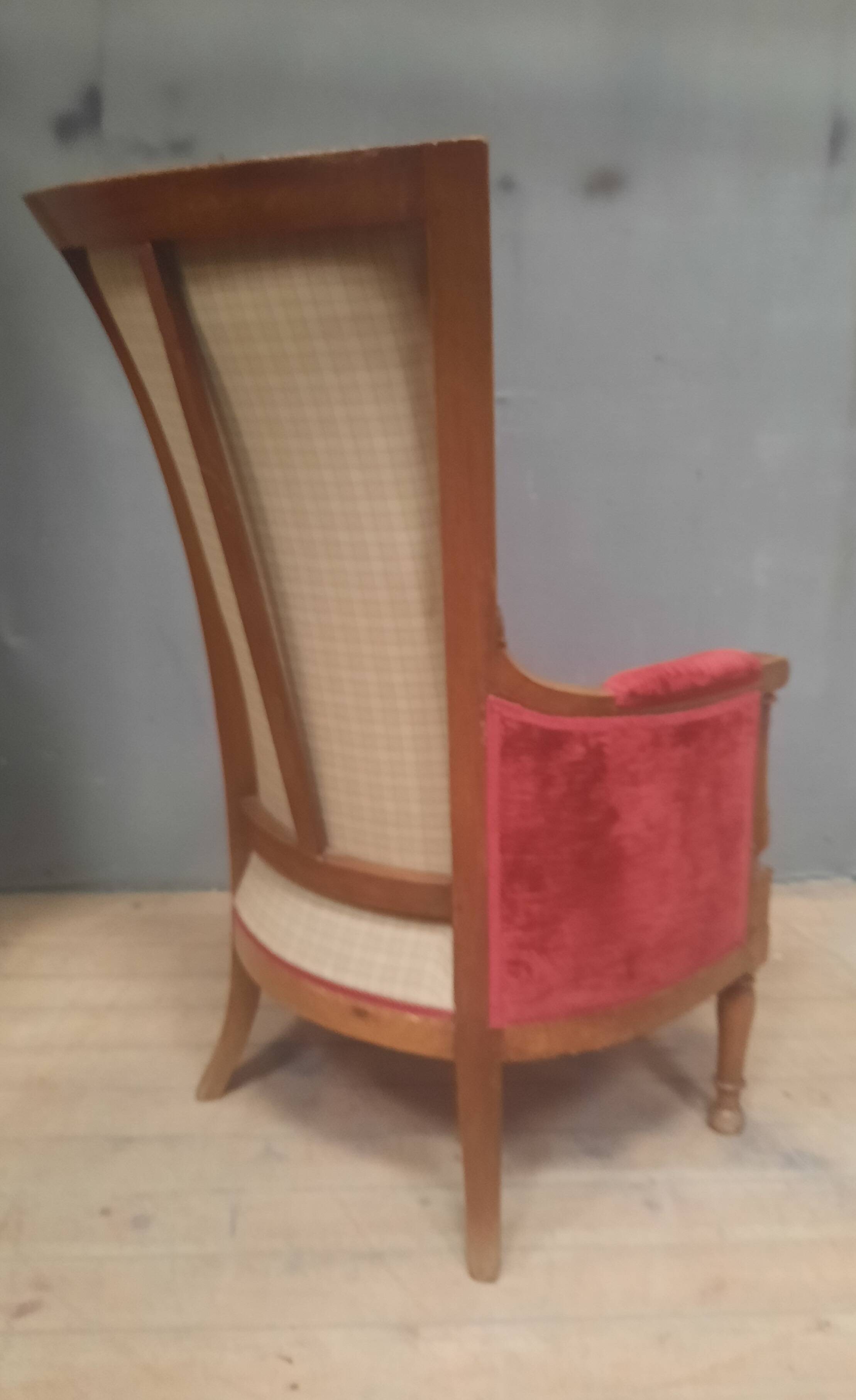 Directoire period bergère in red velvet.