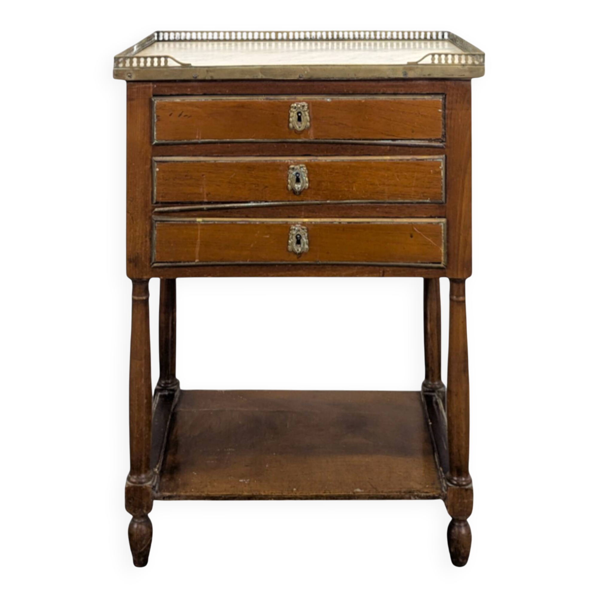 Louis XVI period mahogany gallery bedside table