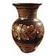 Hungarian pottery vase floral decor brown tone signed mhv