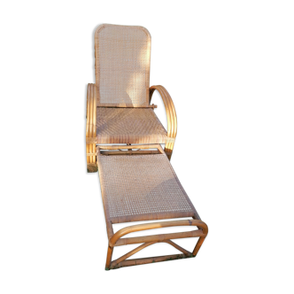 Chaise longue transat osier rotin vintage