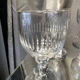 Set of 7 liqueur or drop glasses in chiseled glass table art