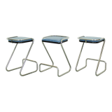 Ensemble de 3 tabourets de bar tubulaires italiens en chrome Z du milieu du siècle, années 1970