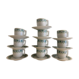 10 cups and 10 saucers in fine porcelain bernardaud cie, limoges for christofle, model eridan