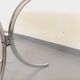 Vintage rectangular rounded dining table in smoked glass and chrome metal