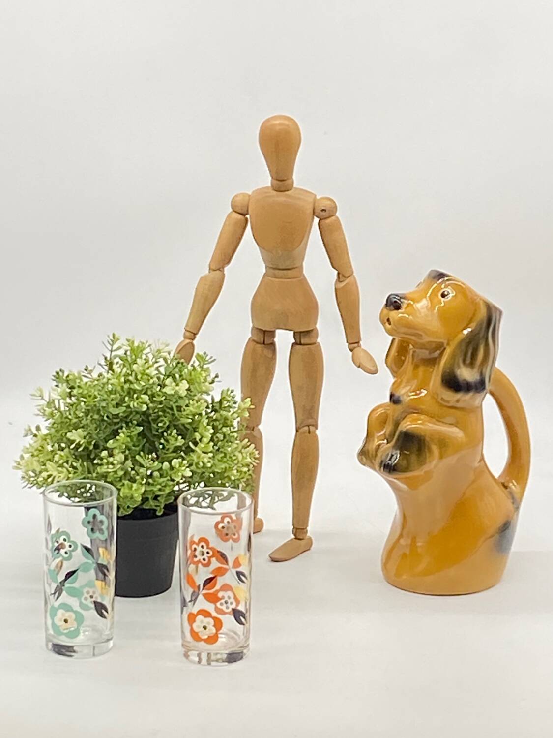 Pitcher / jug Dog / ceramic dachshund / slip / vintage