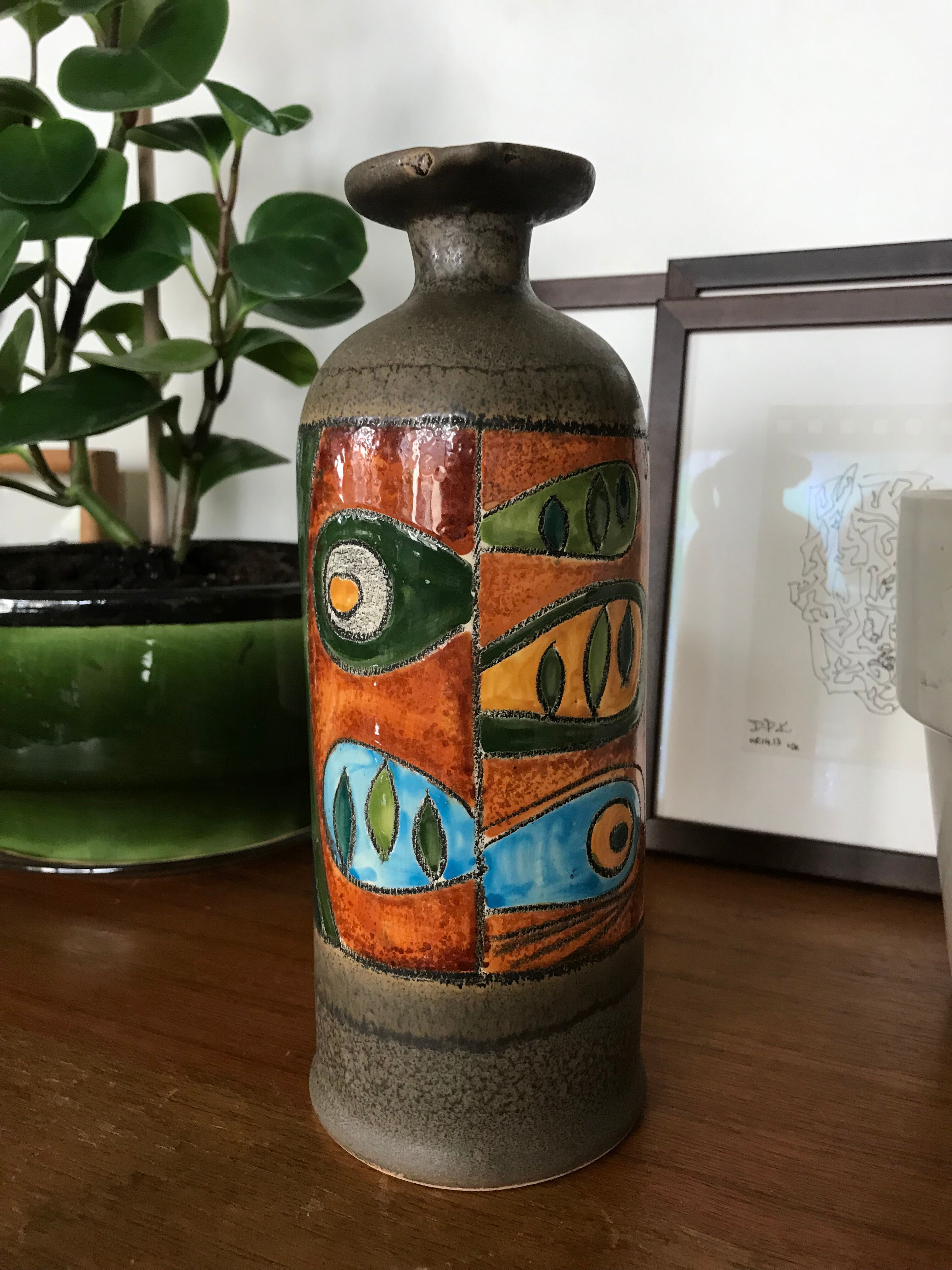 Enamelled stoneware pitcher