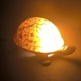 Turtle night light, patinated bronze and glass paste 1980