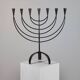 Vintage Swedish Menorah candle holder, hand-forged, in brutalist style.