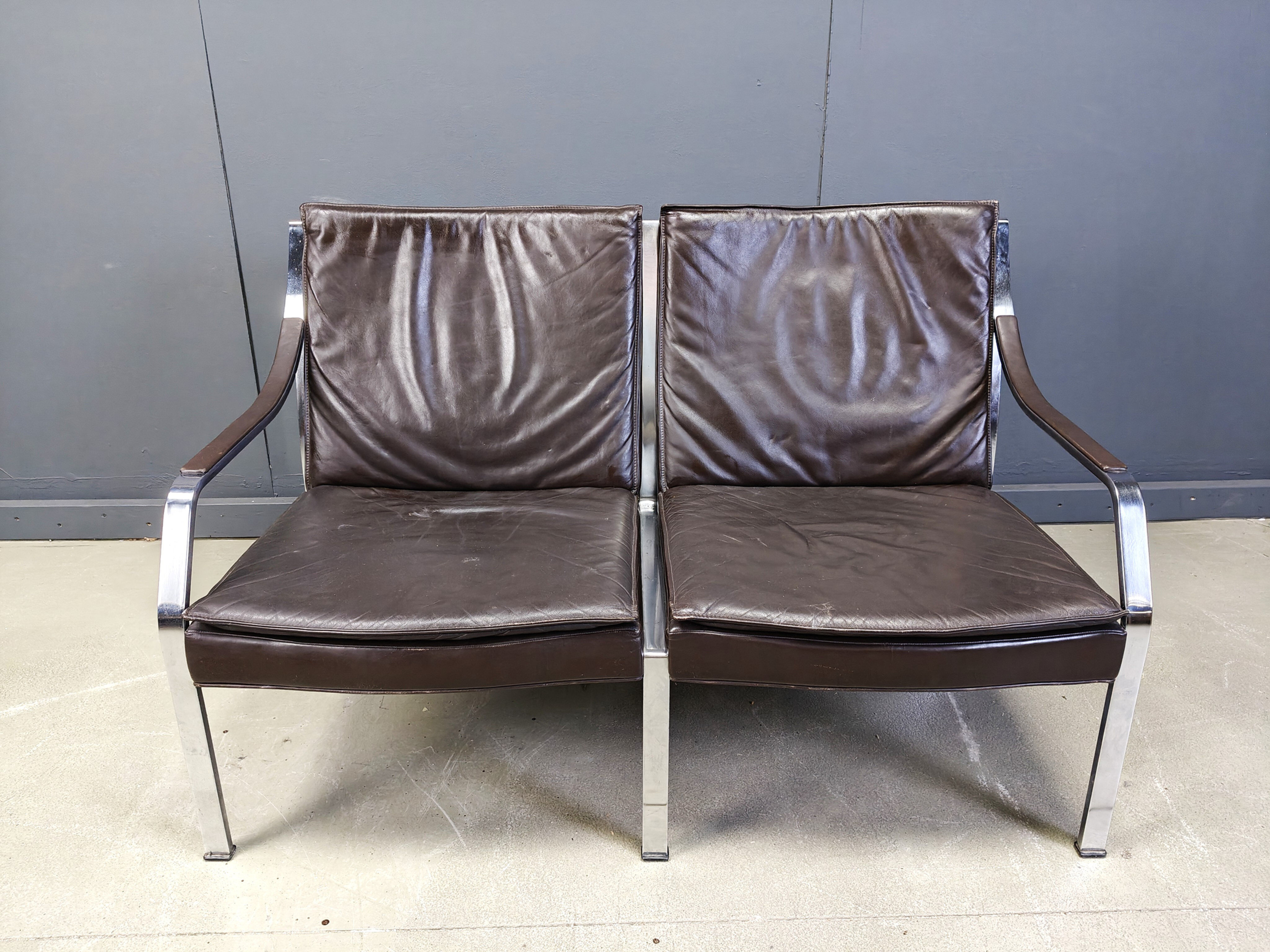 Leather sofa by Preben Fabricius and Jorgen Kastholm for Walter Knoll