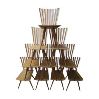 10 chaises « Mikado » par Johannes Foersom et Peter Hiort-Lorenzen , Dk '90