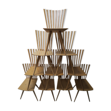 Set of 10 "Mikado" chairs by Johannes Foersom and Peter Hiort-Lorenzen , Dk '90s