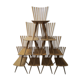 Set of 10 "Mikado" chairs by Johannes Foersom and Peter Hiort-Lorenzen , Dk '90s
