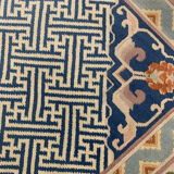 Handmade Blue Wool Chinese Rug- 92x185cm