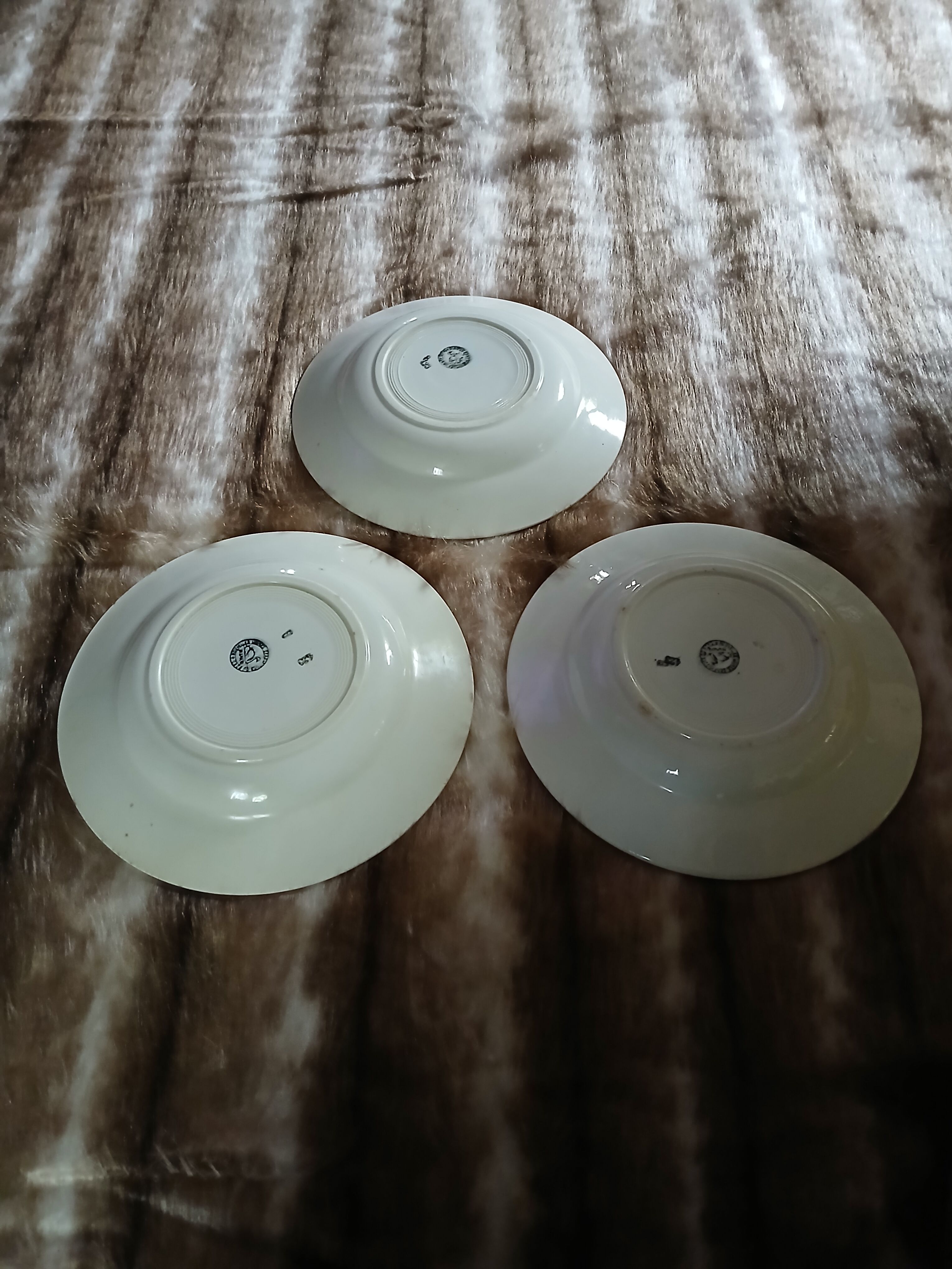 3 antique deep plates in ironstone