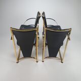 Chaises exclusive en laiton et chaises à manger en cuir par Ronald Schmitt, Set de 4
