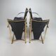 Regency exclusive brass & leather dining chairs by Ronald Schmitt, Set of 4