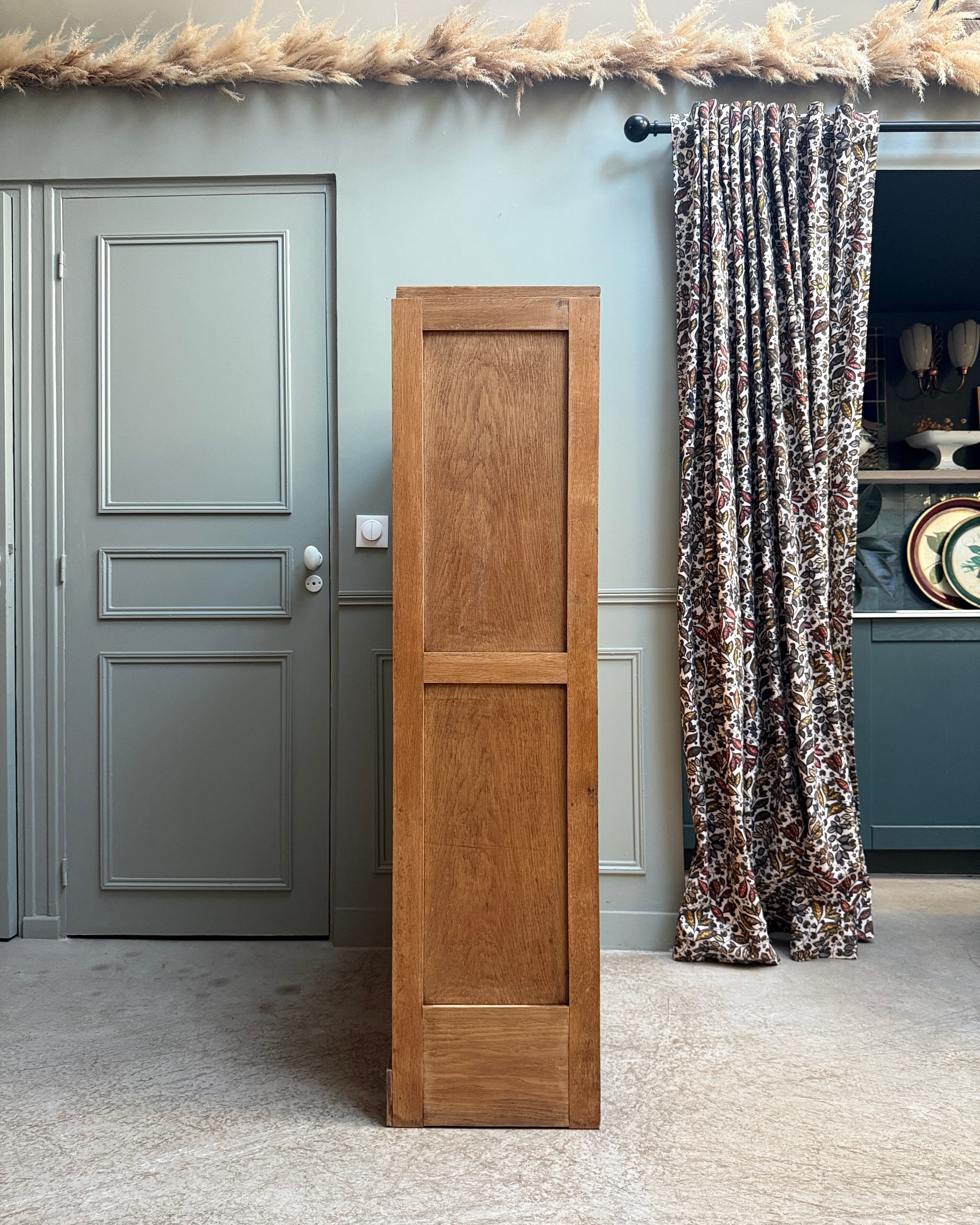 Oak filing cabinet with curtains (renovated)