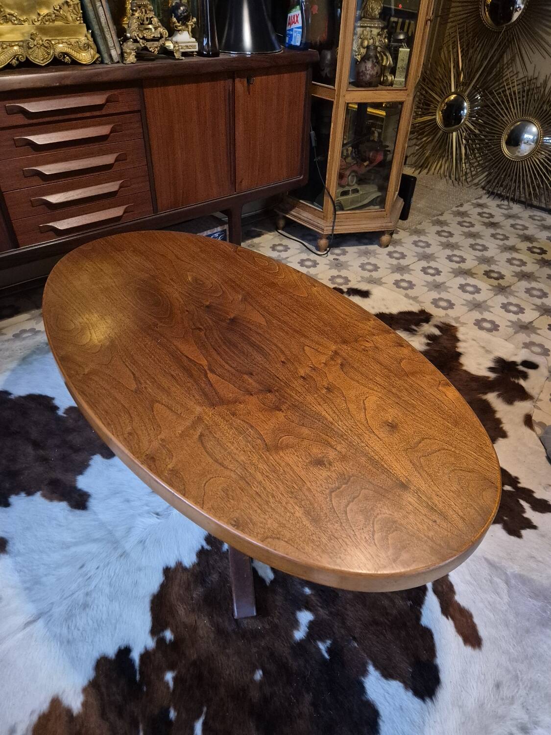 Baumann oval coffee table in teak 1950s vintage