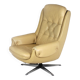 Vintage Finnish Leather Swivel Lounge Chair with Adjustable Recline, 1970s