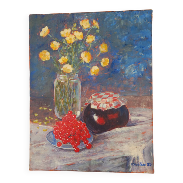Tableau, huile sur toile, nature morte