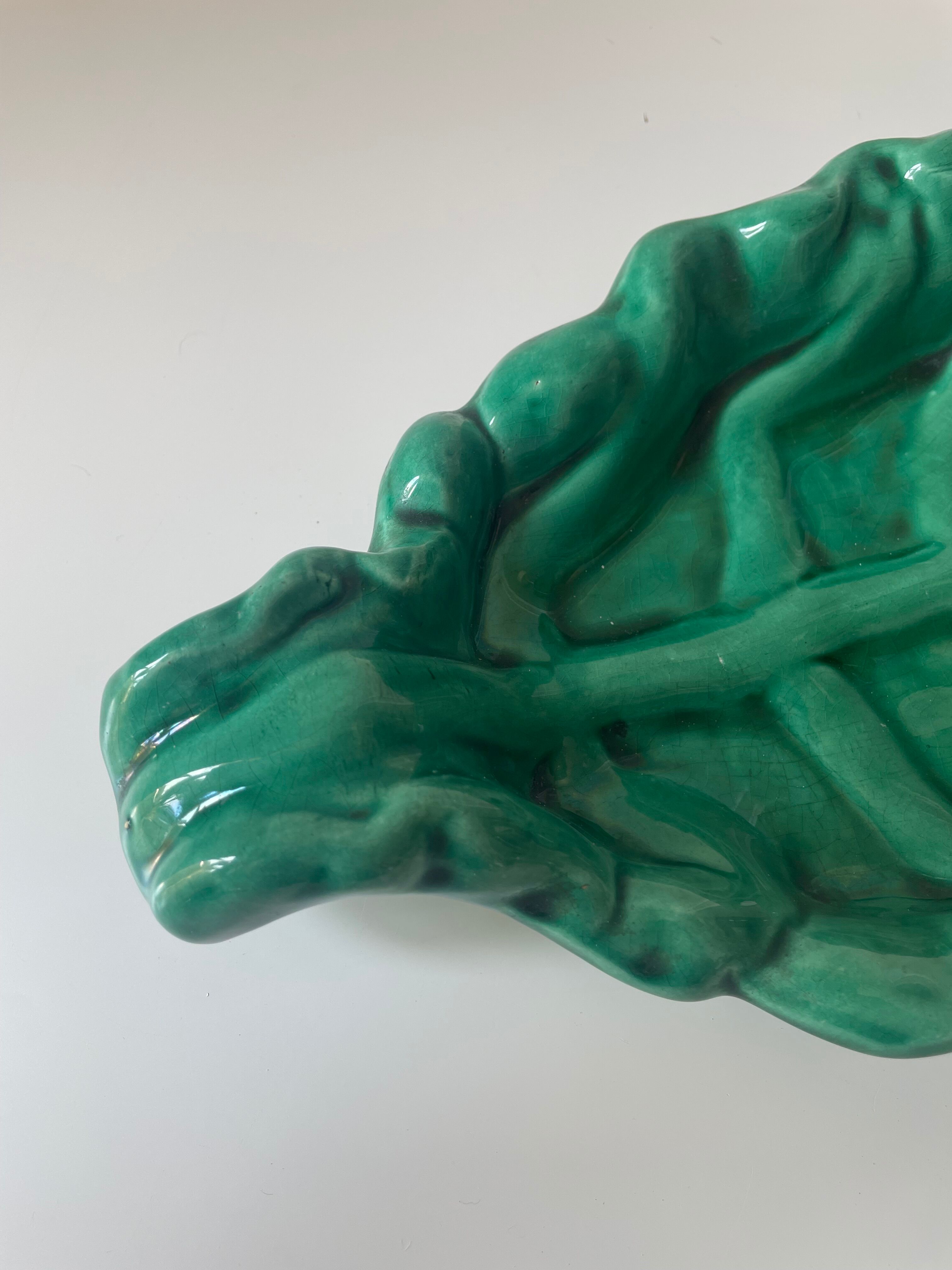 Vallauris ceramic leaf dish