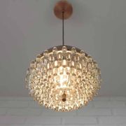 1/4 Vintage glass pendant light / brutalist copper bar lamps  MCM 1970s