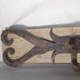 Wrought iron and wooden rack