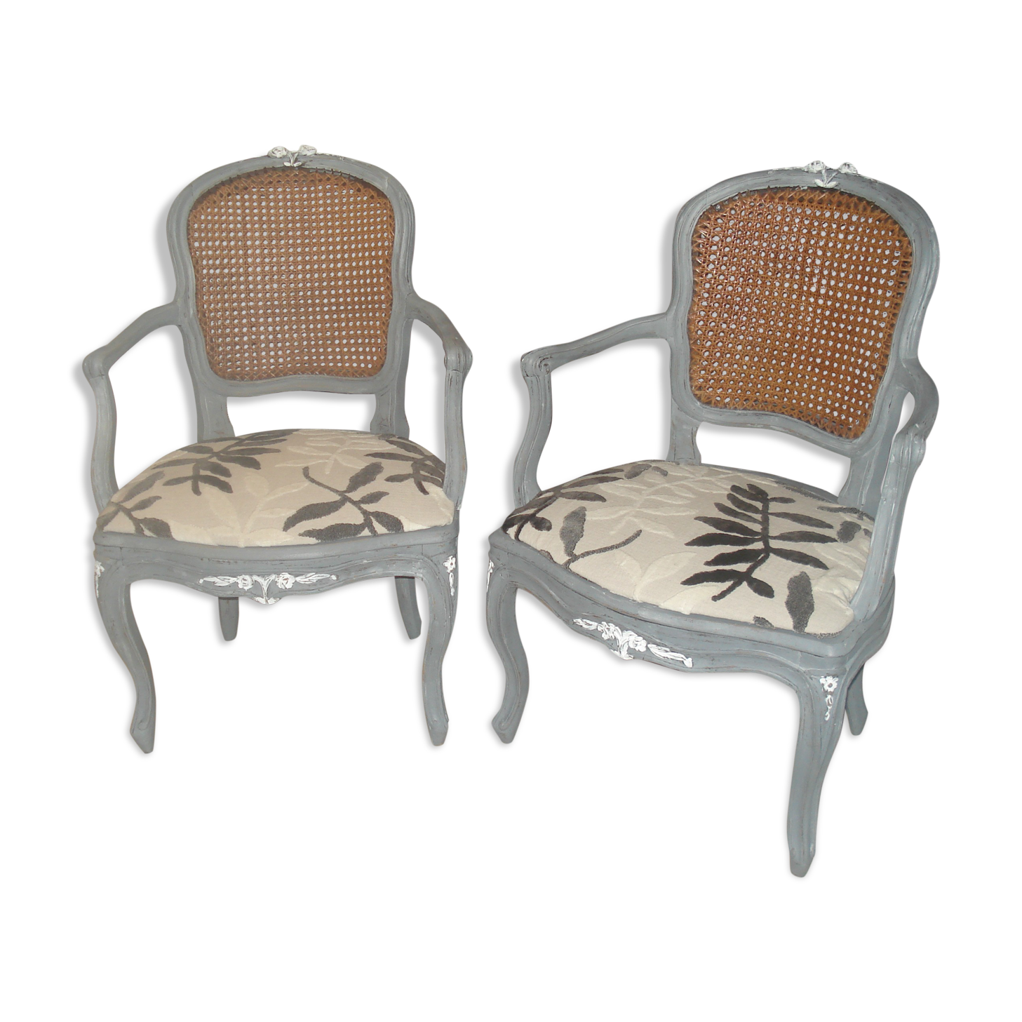 Pair of Louis XV style cannage chairs