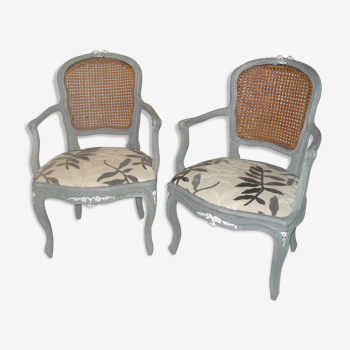 Pair of Louis XV style cannage chairs