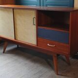Sideboard with compass feet in wood and formica