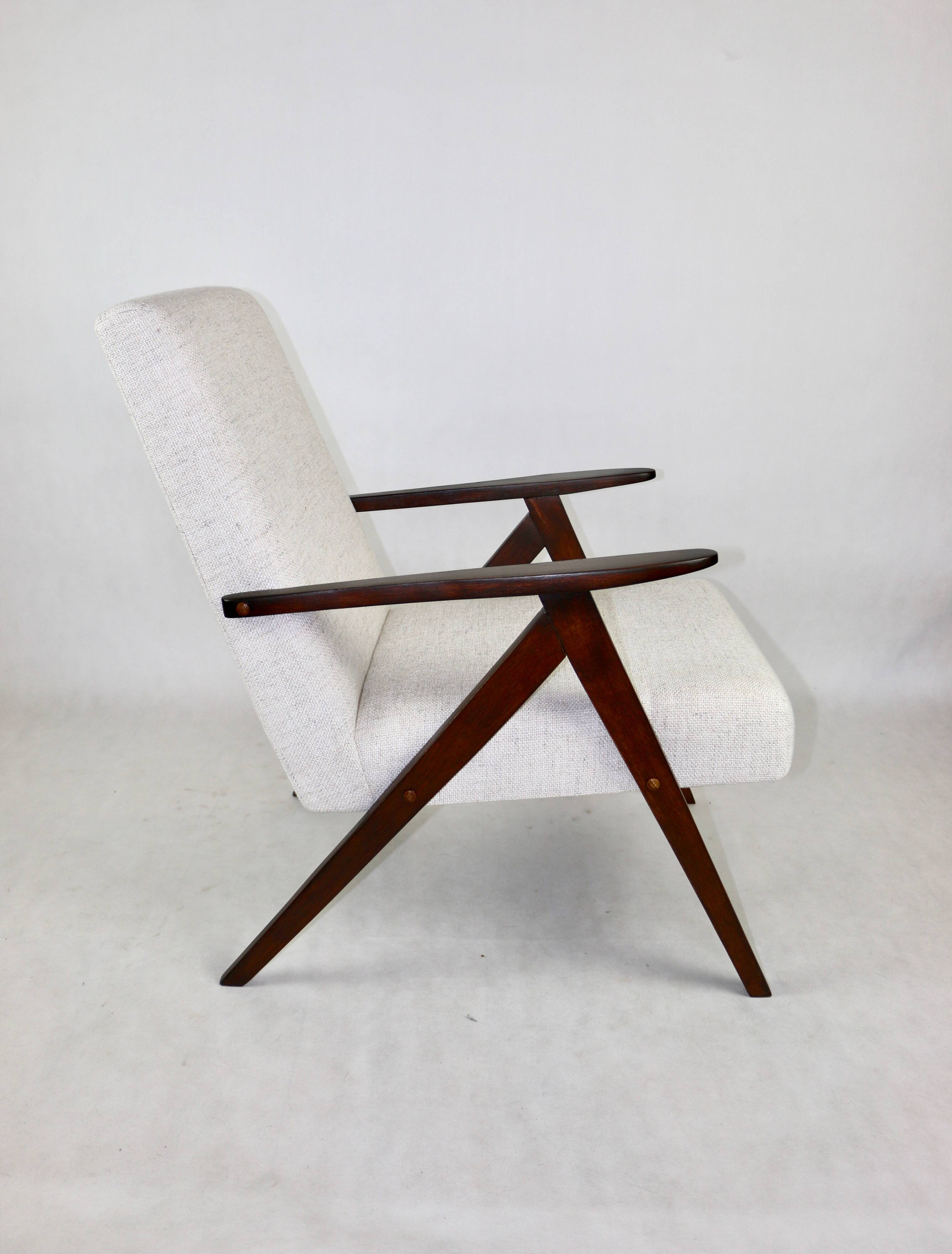 Vintage Ivory White Boucle Model B-310 Armchair, 1970s