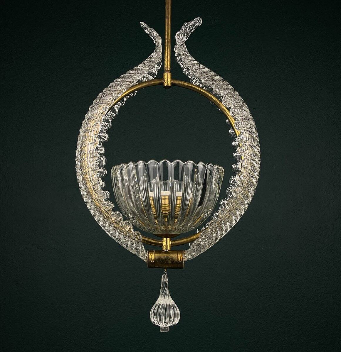 Murano chandelier by Ercole Barovier for Barovier & Toso, 1930s