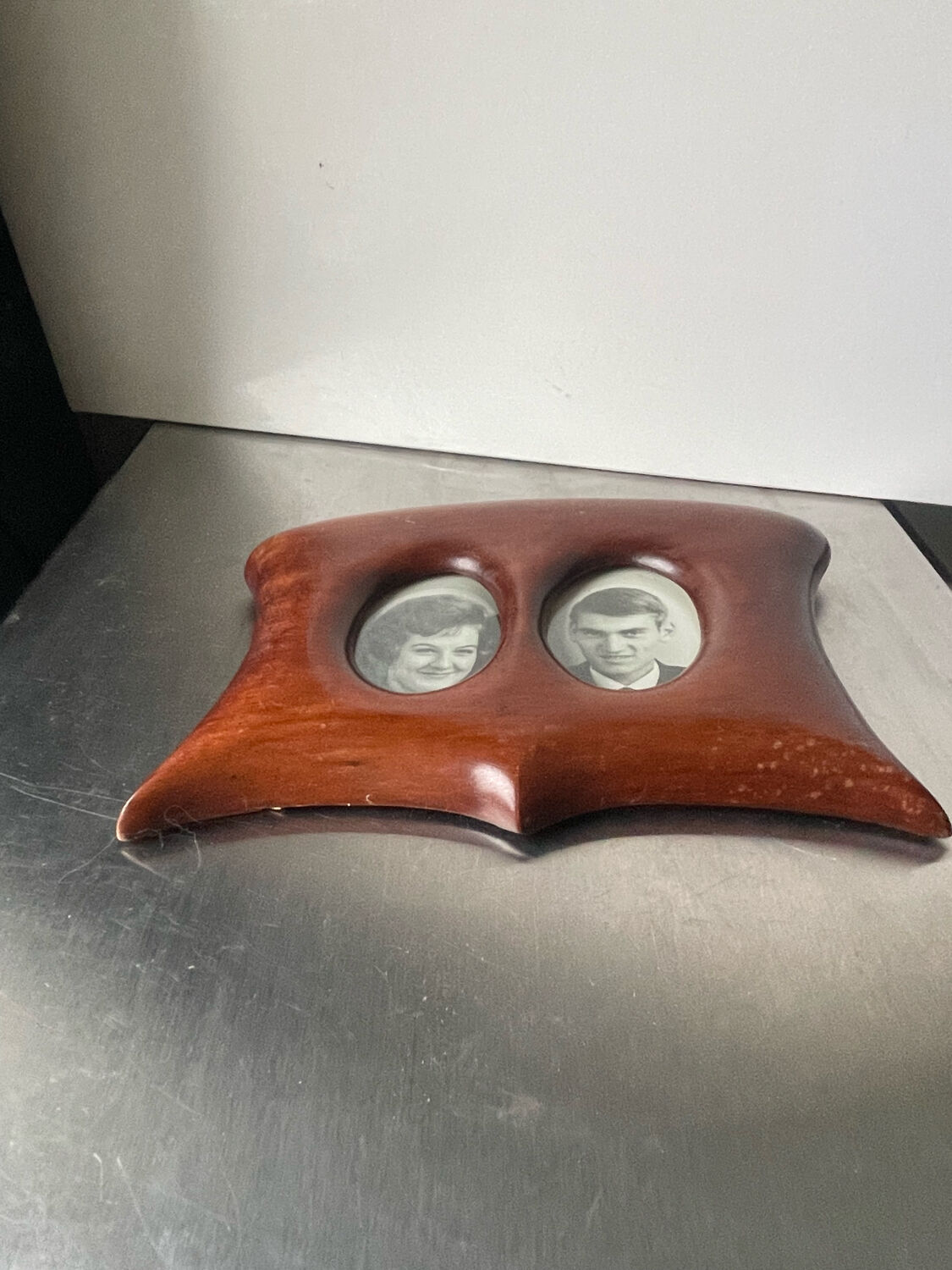 Antique  art nouveau mahogany double frame wood