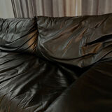 Cinna black leather sofa 80s