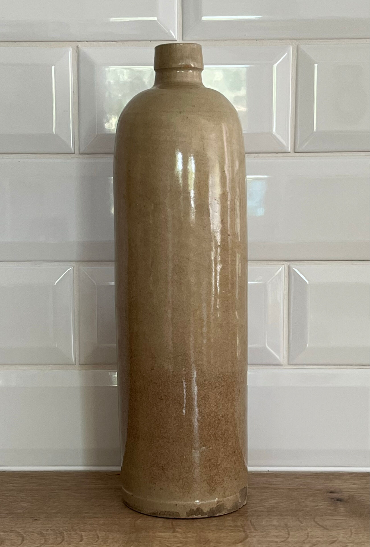 Beige stoneware bottle vase