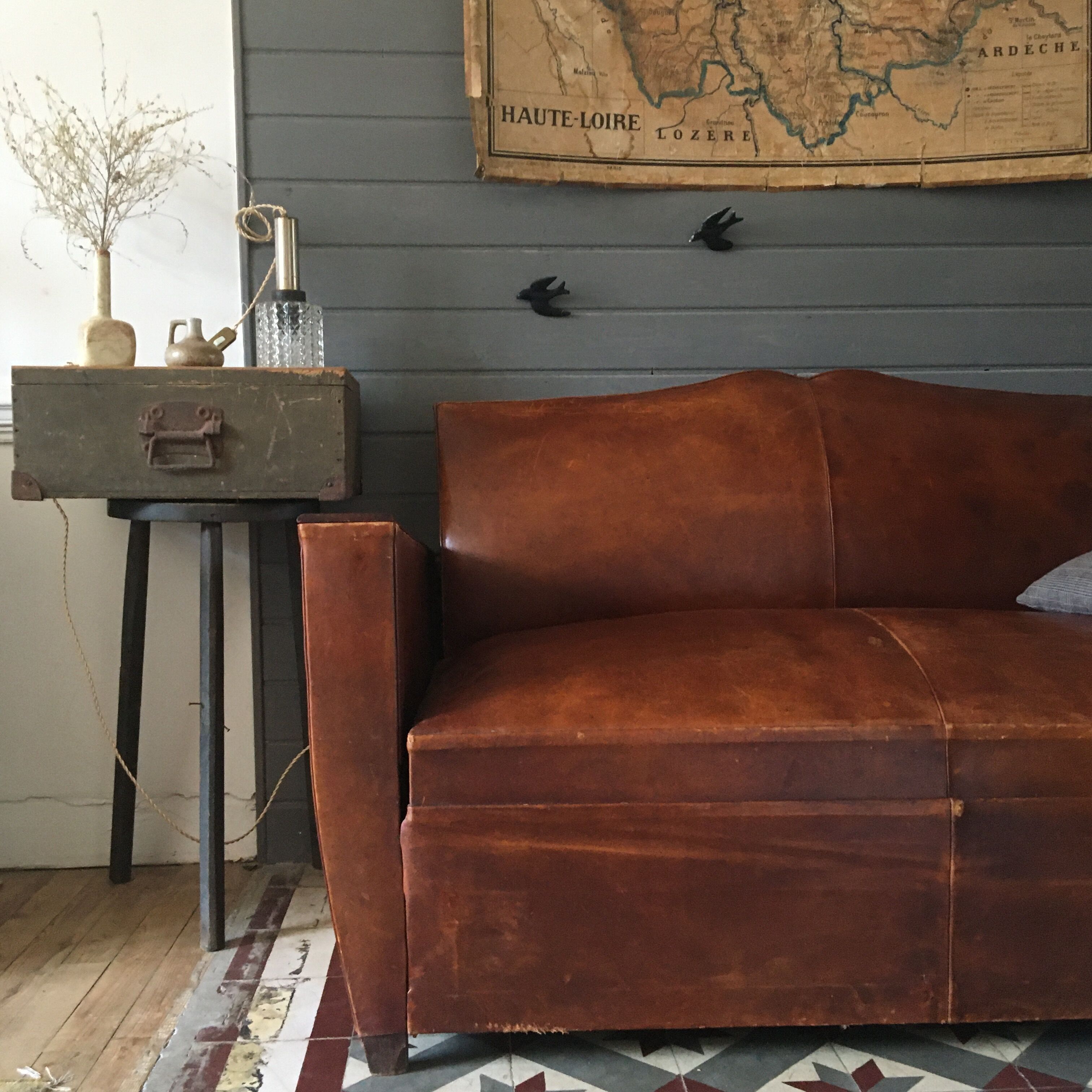 Leather club sofa 30s