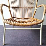 Rattan high back chair with white frame for Rohé Noordwolde, The Netherlands 1960's