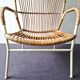 Chaise à dossier haut en rotin avec cadre blanc pour Rohé Noordwolde, Pays-Bas, années 1960